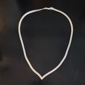 Elegant Sterling Silver 16” V Necklace